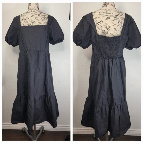 Astr Dresses & Skirts - ASTR The Label Midi Dress Sz XL Smocked Puff Sleeve Squared Neck Whimsygoth